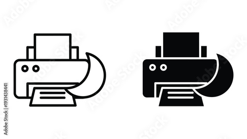 Printer Moon Icon Business Symbol