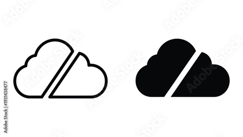 Cloud Data Storage Icon Split Concept