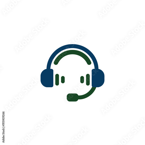 A customer service representative wearing a blue headset