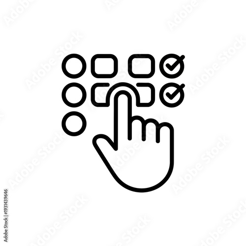 A hand cursor clicks on a checkbox icon online