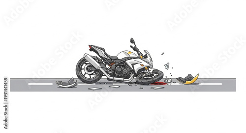 Motorcycle Crash on Roadway Accident.
