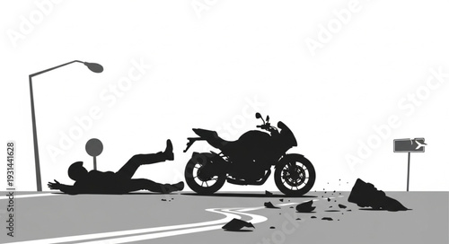 Motorcycle Accident Victim on Roadway.