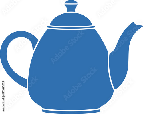 Blue teapot silhouette vector illustration classic kitchen tea pot icon simple household drinkware isolated design