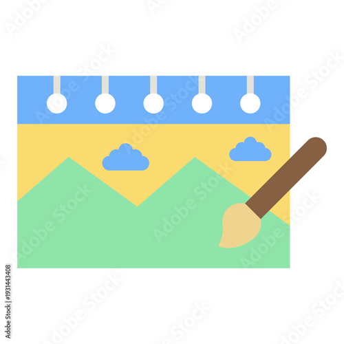 Painting Landscape Illustration with Brush