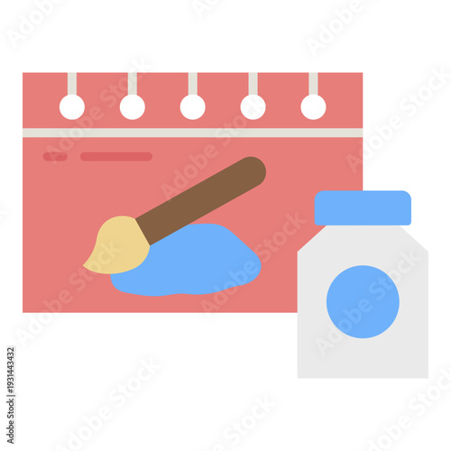 Painting Workshop Flat Illustration with Brush and Color