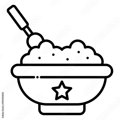 Baby Food Bowl with Spoon, Star Decoration Icon