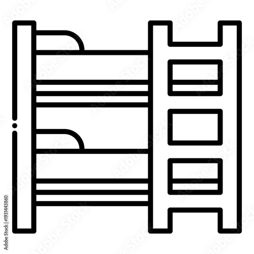 Bunk Bed Outline Icon for Bedroom Furniture