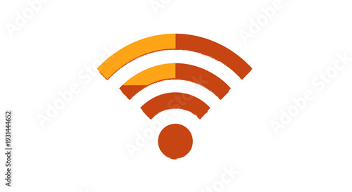 WiFi symbol icon with gradient orange colors on white background.