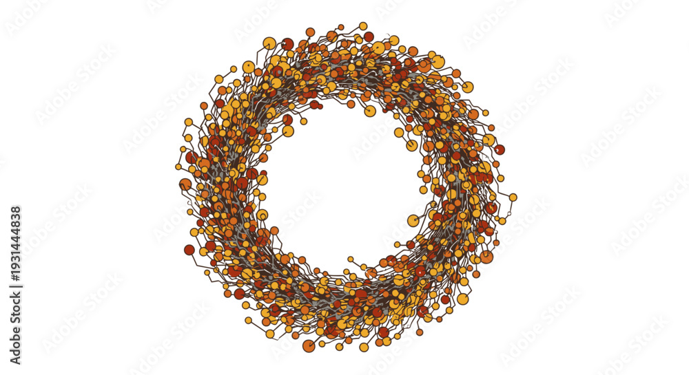 Obraz premium Colorful autumn leaves forming a circular wreath on white background.