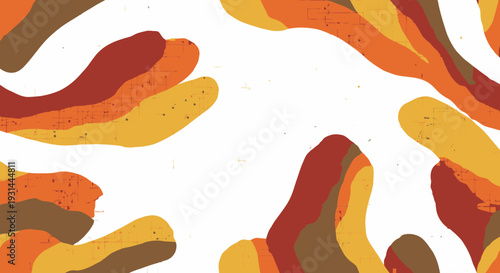 Vibrant abstract pattern with autumnal colors and organic shapes.