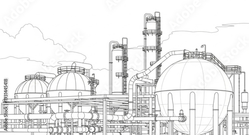 Nuclear Power Plant Illustration Sketch.