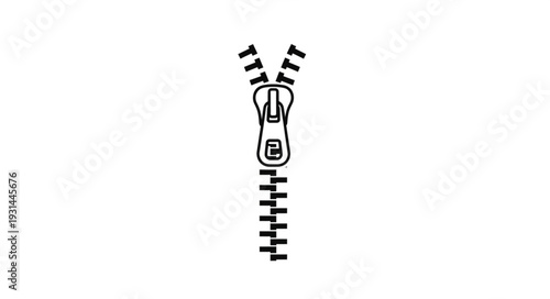 Open Black Zipper on White.