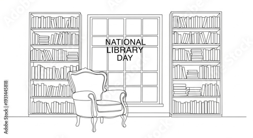 National Library Day Illustration Books.