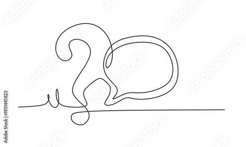 Quick tips.Continuous one line drawing of question mark and speech bubble. Trendy line art vector on a white background