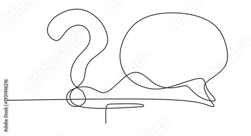 Quick tips.Continuous one line drawing of question mark and speech bubble. Trendy line art vector on a white background