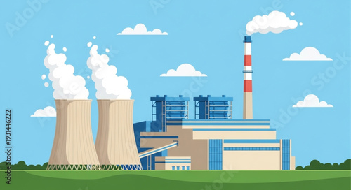 Nuclear Power Plant Illustration Energy Generation.
