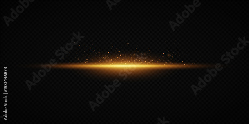 Glowing Golden Star Light Effect with Sparkle Rays and Lens Flare Illumination on Transparent Background