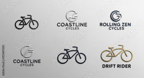 Collection of bicycle logos and branding elements.