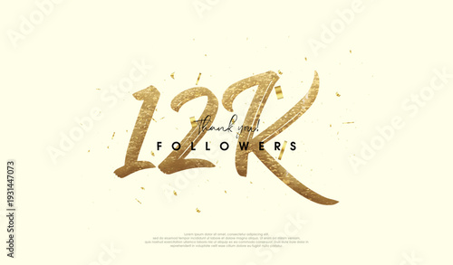12k celebrations for followers, with fancy gold glitter figures.