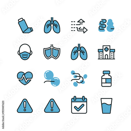 Medical Icons Set: A comprehensive collection of medical icons illustrating various healthcare concepts, ideal for educational and informational purposes.