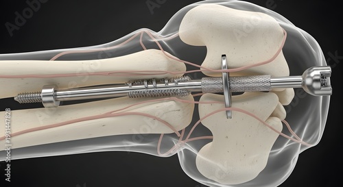 Surgical implant device fixing bone fragments with screw and spring mechanism bone surgery medical implant