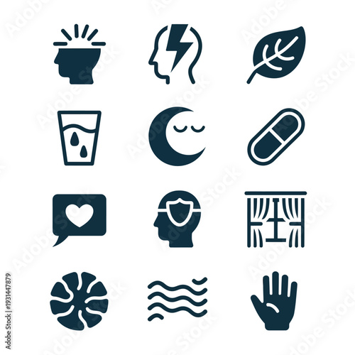 Serenity and Balance: A collage of soothing icons, representing a holistic approach to well-being, mindfulness, and the journey toward a peaceful state of mind.