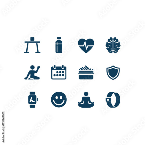 Icons of Wellness: A collection of health and fitness icons elegantly embodies the essence of a balanced, active lifestyle.