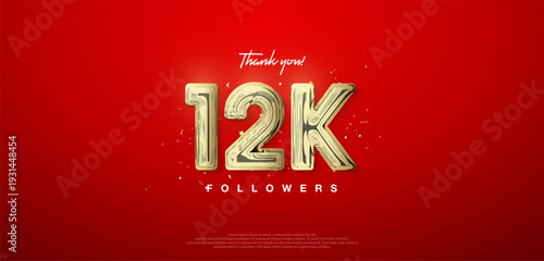12k gold number, thanks for followers. posters, social media post banners.