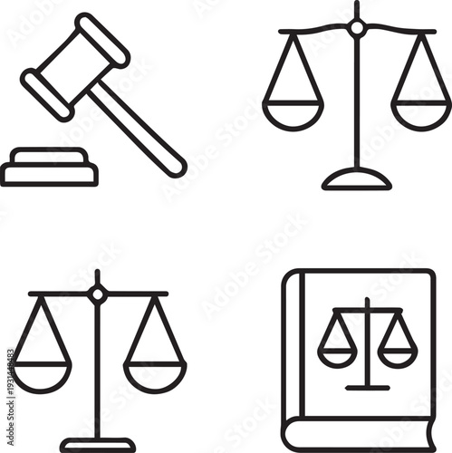 Law and Justice Line Icons