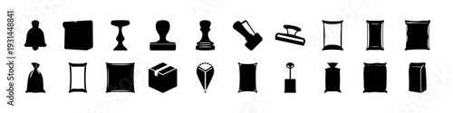 Chess Pieces and Strategy Game Icon Set - Black silhouette icon collection featuring chess pieces, trophies, flags, and game elements, ideal for strategy, competition, and victory concepts.