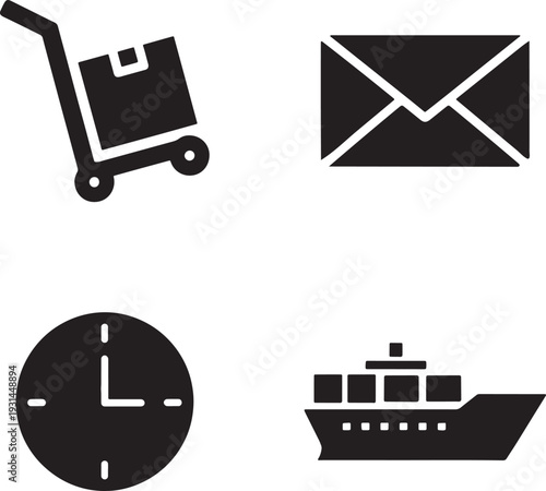 E commerce and shipping icons in silhouette style