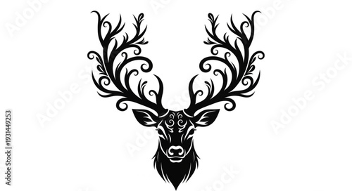 Ornate Deer Head with Antlers.