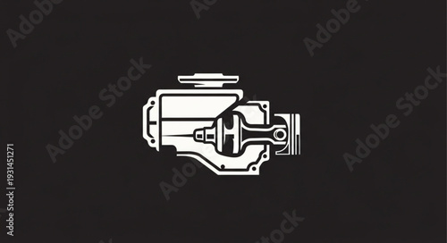 Detailed illustration of a car engine internal mechanism.