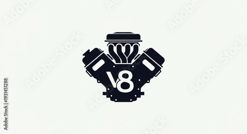 V8 Engine Silhouette Icon Graphic Design.