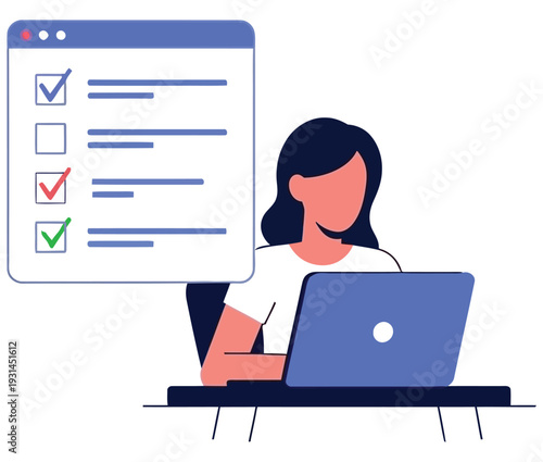 Remote work essentials woman working from home with laptop and task list