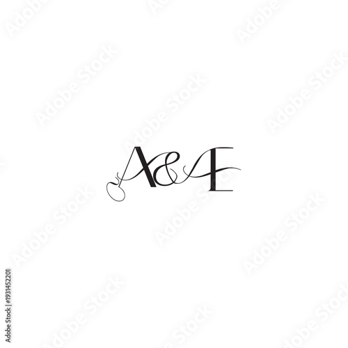caligraphic style monogram luxury elegant logo design AE wedding initial concept letter