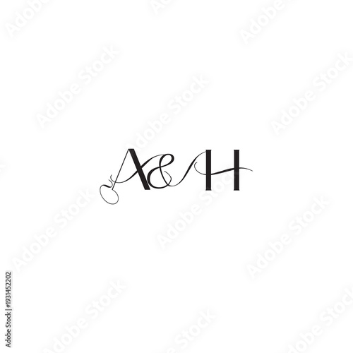 caligraphic style monogram luxury elegant logo design AH wedding initial concept letter