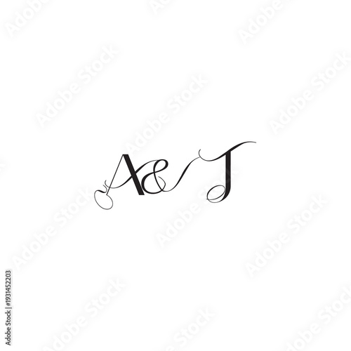 caligraphic style monogram luxury elegant logo design AJ wedding initial concept letter