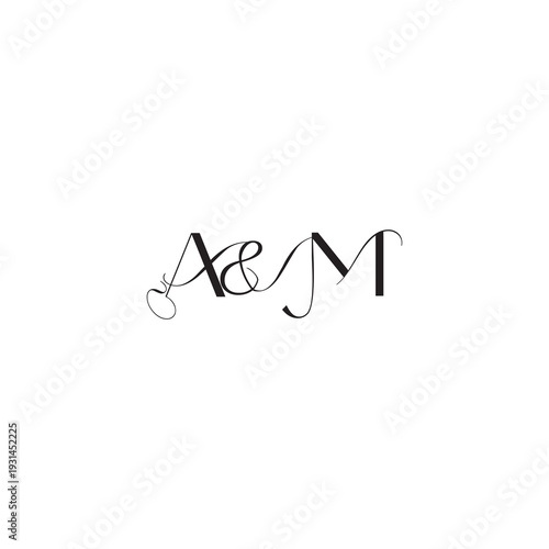 caligraphic style monogram luxury elegant logo design AM wedding initial concept letter
