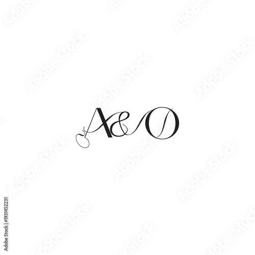caligraphic style monogram luxury elegant logo design AO wedding initial concept letter