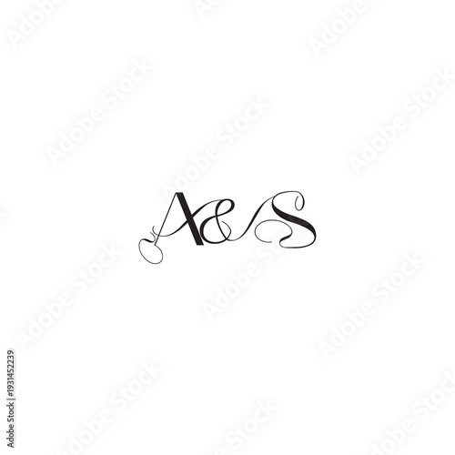 caligraphic style monogram luxury elegant logo design AS wedding initial concept letter