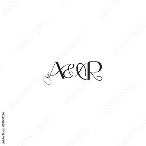 caligraphic style monogram luxury elegant logo design AR wedding initial concept letter