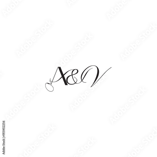 caligraphic style monogram luxury elegant logo design AV wedding initial concept letter