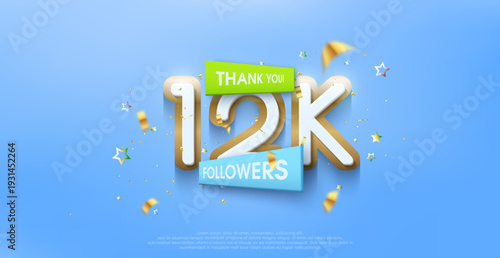 Thank you 12k followers, greetings with colorful themes with expensive premium designs.