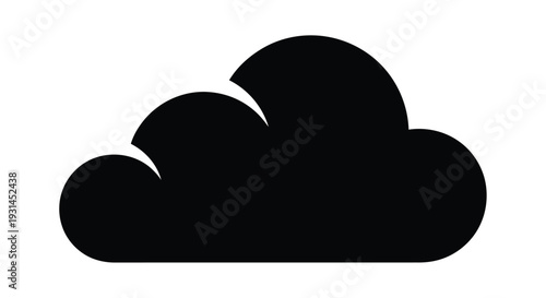 Simple black silhouette of a puffy cloud against a white background