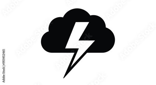 A black cloud with a lightning bolt representing a thunderstorm or severe weather