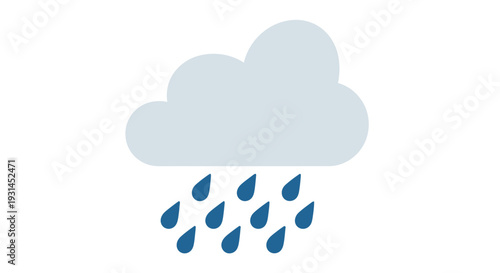 A simple vector illustration of a gray cloud releasing blue raindrops