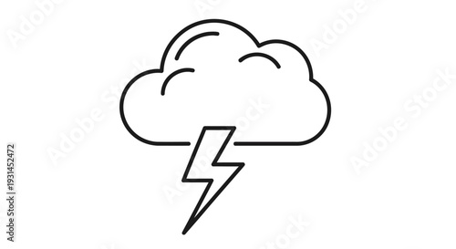 Simple line drawing of a cloud with a lightning bolt underneath it