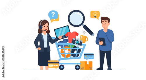 Online Shopping Assistance: Customer Service Helps Shopper Find Products and Make Purchase Decisions