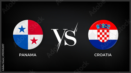 Panama vs Croatia flag and world map use for FIFA world cup 2026 template banner design.